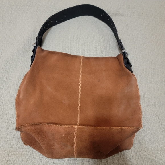 Wilson's Leather Y2K Burnt Orange Boho Shoulder Bag Purse Embelished Strap - Picture 5 of 12